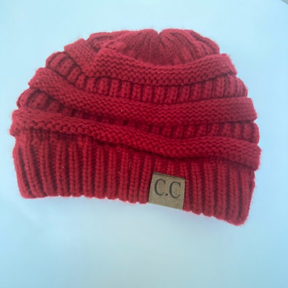 C.C Beanie Classic Fuzzy Lined Burgundy Winter Hat Warm Cozy - Picture 2 of 6